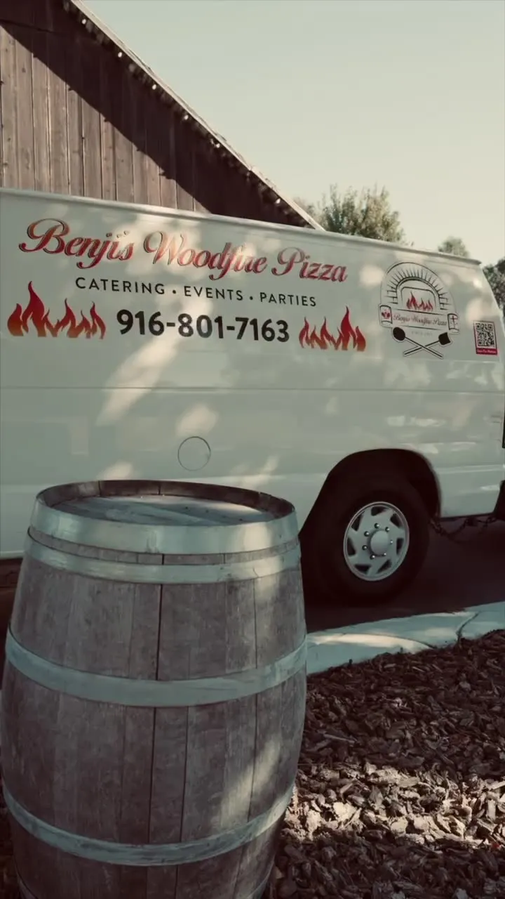 Benji’s wood-fired catering — our van and on-site setup